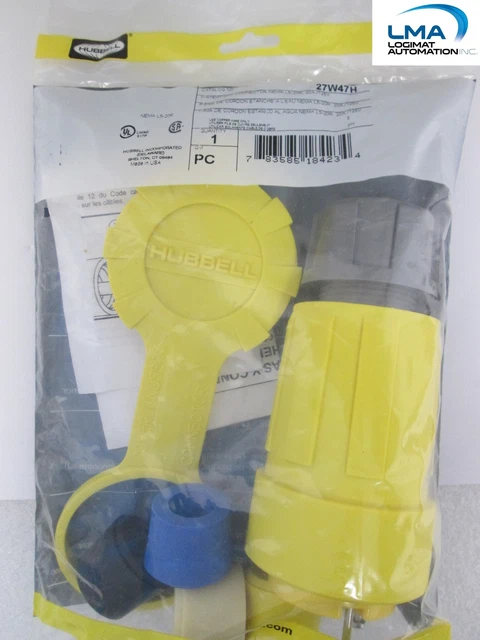 HUBBELL 27W47H WATERTIGHT Plug Female Connector Receptacle 20A 125V 2P ...