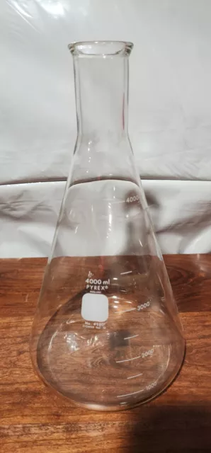 Corning Pyrex 4980-4L 4L Erlenmeyer Flask Narrow Mouth Heavy Rim Graduated