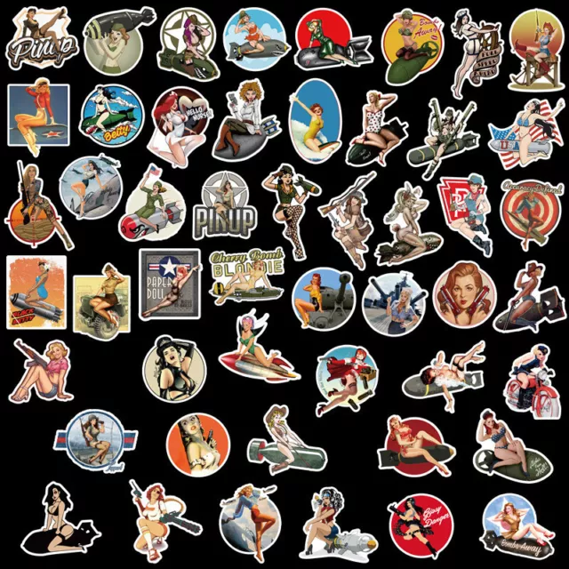 ⭐50 Stück USA Sexy Pinup Girls / Bombshell Retro Style Stickerbomb - Aufkleber