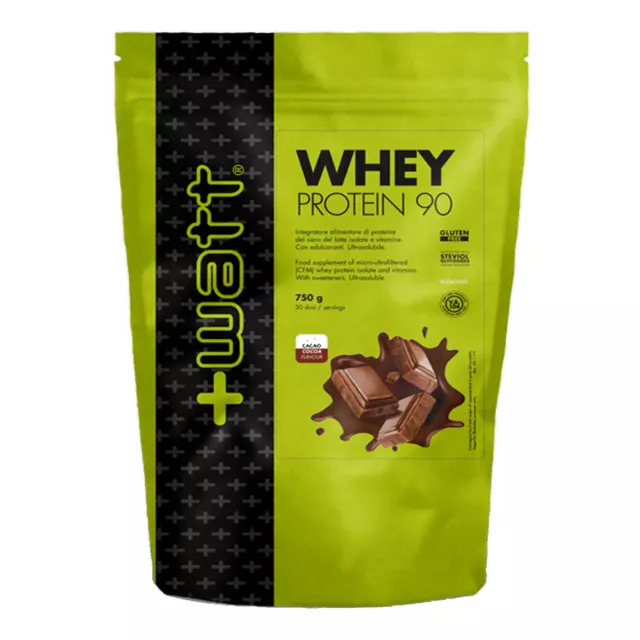 +Watt Whey Protein 90 750gr Proteine del Siero del Latte Isolate Ricarica Busta