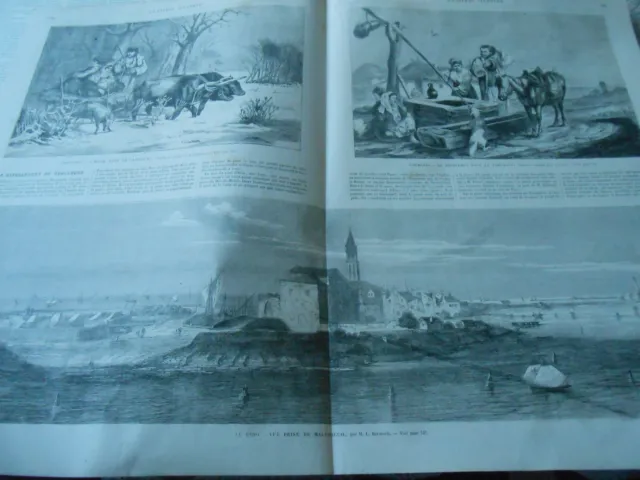 Grande Gravure 1866 - Le Lido vue prise de Malamocco