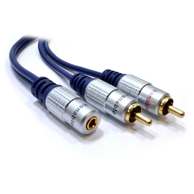 3M Pure 3.5mm Stéréo Prise Jack Pour Double 2 X Phono Audio Câble Plaqué Or