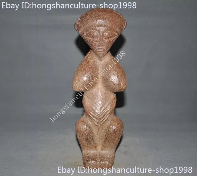 Chinese Hongshan Culture Old jade carved weird Big breasts woman people statue