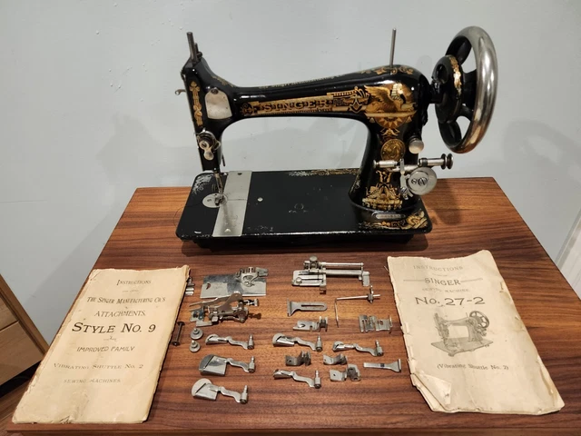 ANTIQUE 1894 SINGER Treadle Sewing Machine Head Sphinx 27 Sews A1 Fully ...