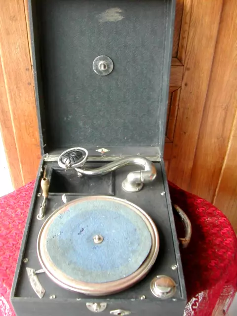 Phonographe Gramophone Ancien Marque Déposée Art Déco Objets du Début XXème Rare