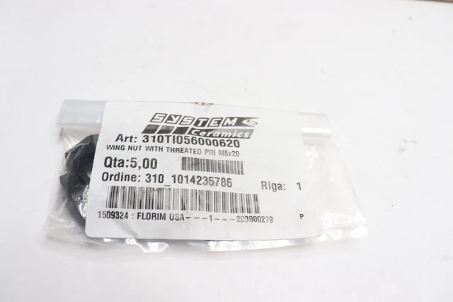 (5-Pk) System Ceramics Wing Nut with Threaded  Pin M6 x 20 310TI056000620