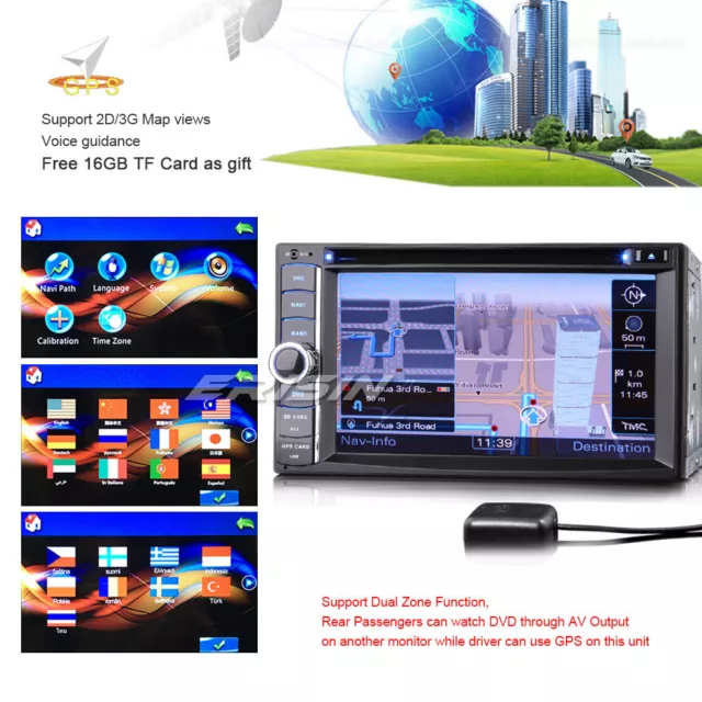 Doppel DIN Universal Autoradio Radio GPS DVR Bluetooth DTV USB 3G RDS SD SatNav 2