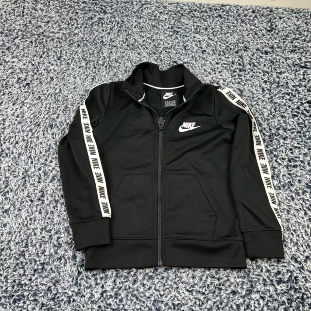 Nike Track Jacket Youth Girls 4 Black Full Zip Lightweight Nike Spell Out Sleeve