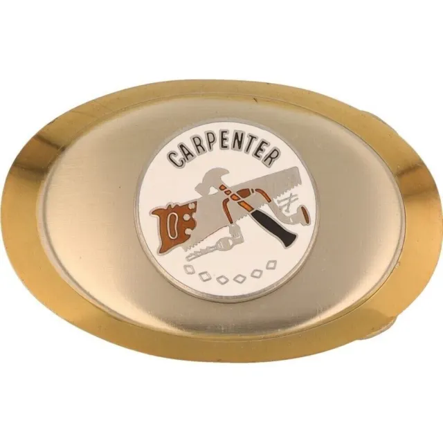 Carpentry Wood Tool Carpenter Builder Construction 1970s NOS Vintage Belt Buckle