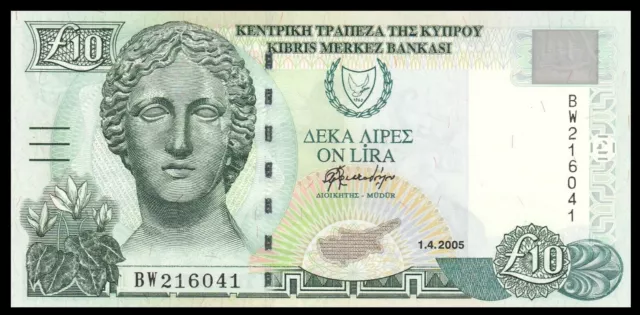 Cyprus 10 Pounds 2005 P 62 Unc *** Banknote