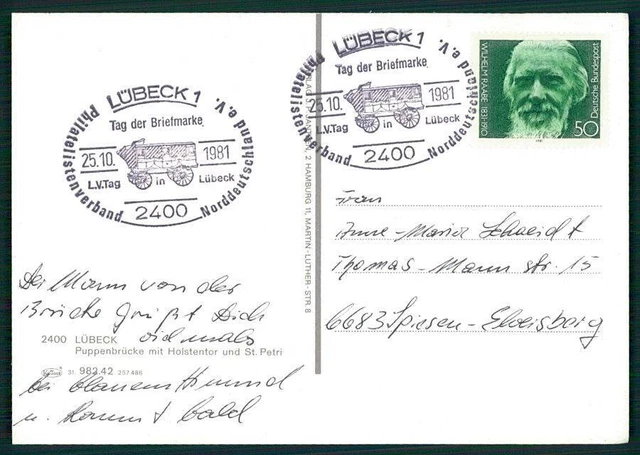 BRD AK 1981 TAG DER BRIEFMARKE LÜBECK POSTKUTSCHE PFERDE-KUTSCHE gp17
