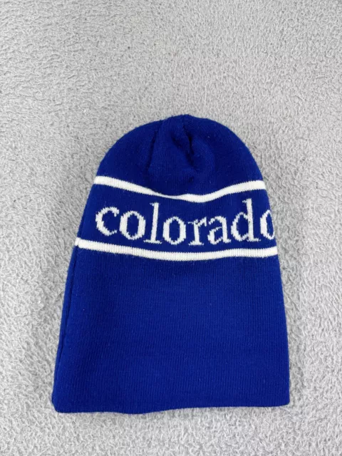Colorado Beanie Toque Adult One Size Blue Knit 100% Acrylic Ski Snow Snowboard