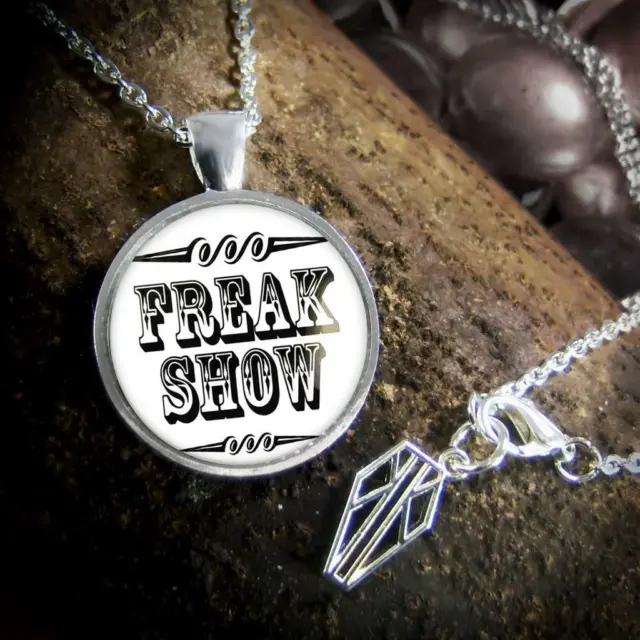 Freak Show Circus Oddity Vintage Tattoo Silver Pendant Necklace 24"