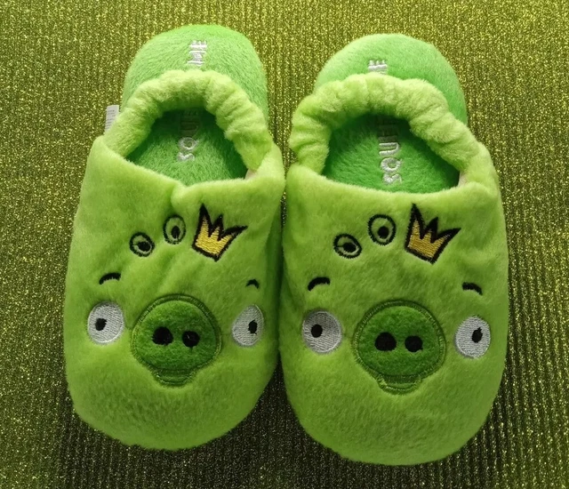 Angry Birds GREEN PIG Toddler Slippers, Pre-owned  Good Condition