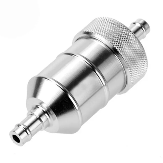 CHROMED 6mm & SPARE ELEMENT METAL UNIVERSAL IN LINE ALUMINIUM ALLOY FUEL FILTER