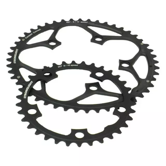 Stronglight Dural Alloy 5083 9/10 Speed 130BCD Chainring In Black All Sizes