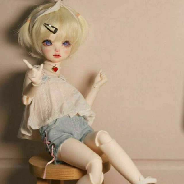 Parrucca trucco viso bambola assemblata 1/6 bella ragazza occhi uniti set completo regalo 5