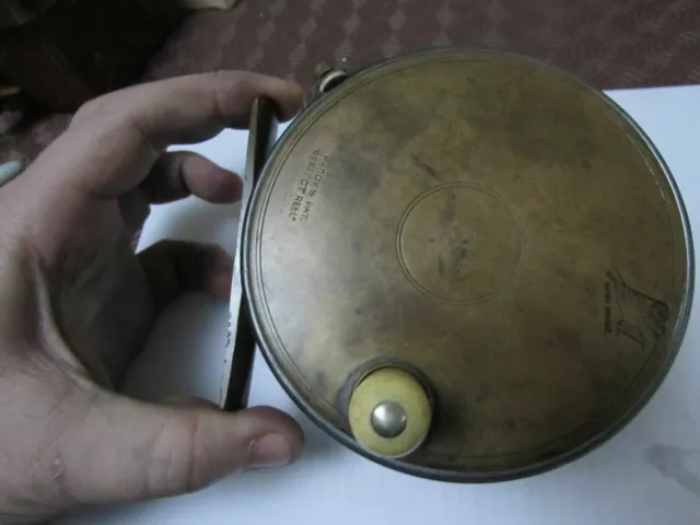 stunning vintage hardy 1906 brass faced perfect salmon fly fishing reel  4.5