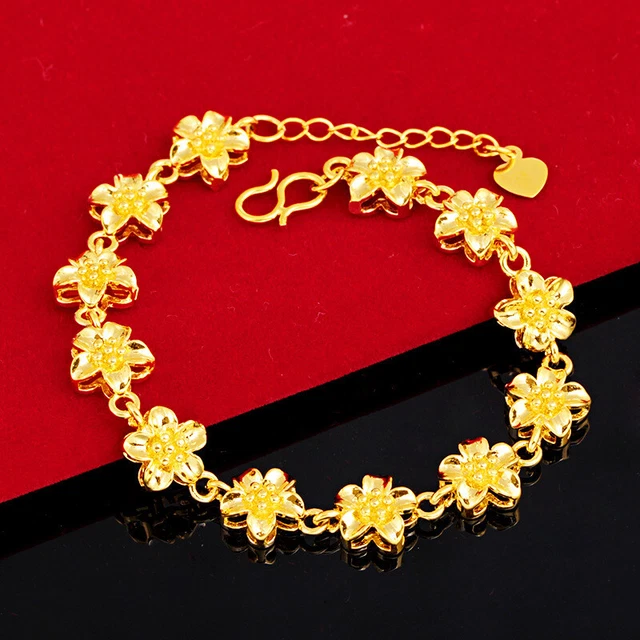 NEW Stylish flowers 22K 23K 24K THAI BAHT YELLOW GOLD GP NECKLACE Bracelet