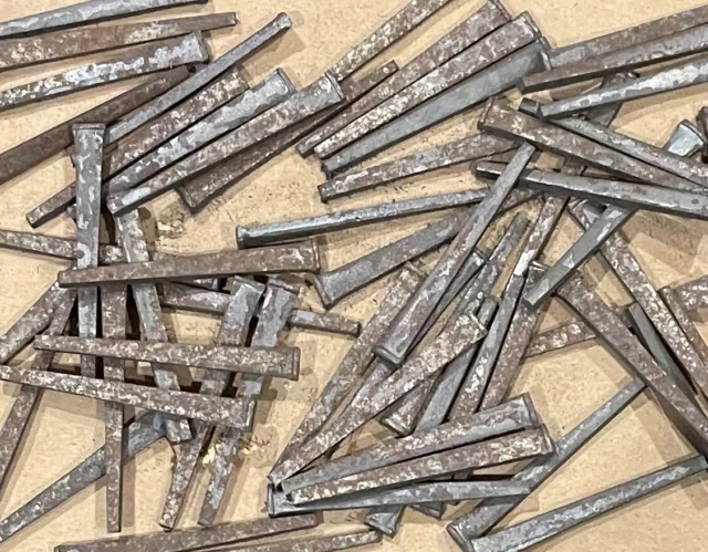 50 Qty Vintage Square Cut 2 1/4” Straight Nails with Square Heads - Unused