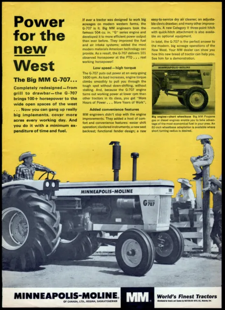 1966 Canadian Minneapolis-Moline print ad Model G-707 Tractor