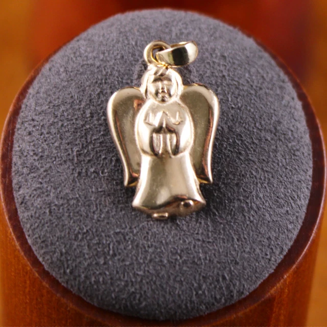 Retired James Avery Praying Angel Pendant 14K Yellow Gold 1 1/16" Length