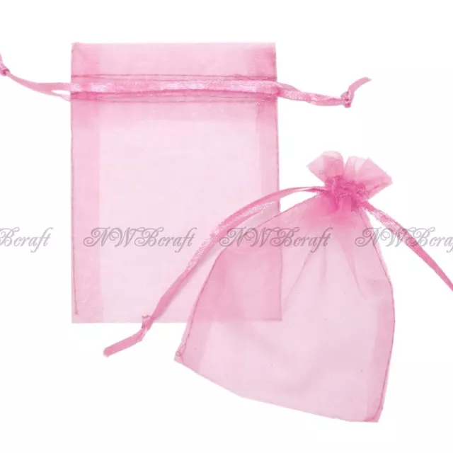 Rose Pink Organza Gift Favour Bags Wedding Jewellery Drawstring Pouches