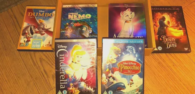 Disney BUNDLE DUMBO - CINDERELLA - BEAUTY & BEAST - ARISTOCATS  PINNOCCHIO DVD'S