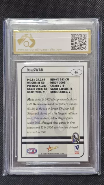 2005 Select Dynasty Dane Swan Graded CGA 8.5 Rare 2