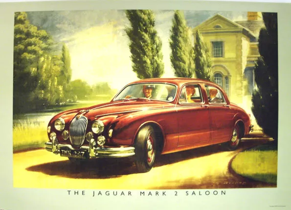 Jaguar Mark II Saloon Red Poster Picture Print A1 A3 plus other variations