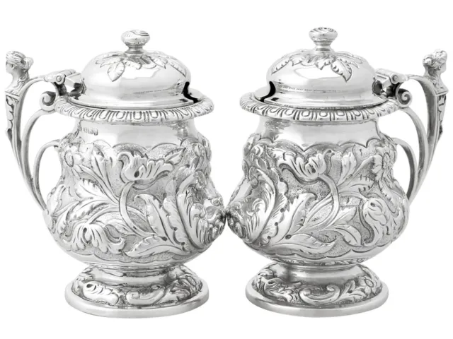 Sterling Silver Mustard Pots - Antique George V