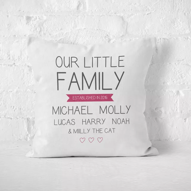 Personalised Cushion Pillow Case OUR LITTLE FAMILY Anniversary Nursery Baby Gift