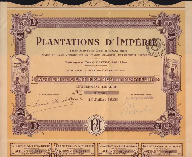 AFRICA IVORY COAST : PLANTATIONS D'IMPERIE  Grand Bassam 1928