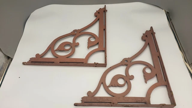 Antique Art Nouveau Iron Shelf set of 2 Supports BS22
