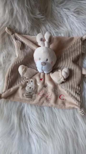 Doudou Lapin carré plat ABC beige Nicotoy