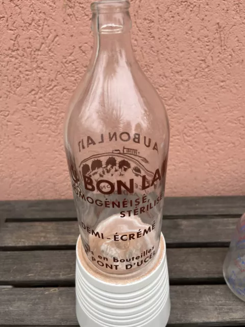 ANCIENNE BOUTEILLE DE LAIT ( 1 litre )  LE PONT D'UCEL (ARDECHE)