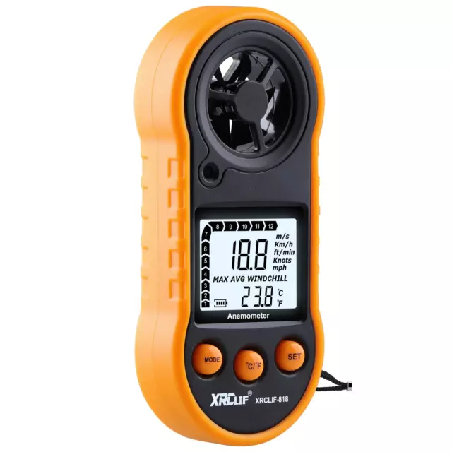 Digital Anemometer Handheld, Wind Speed Meter Wind Gauges Air Flow Velocity Mete