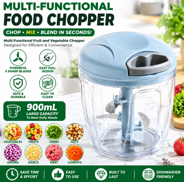 Mult Functional MULTI FUNCTIONAL FOOD Chopper, Portable Hand Pull String Garlic Mincer ...