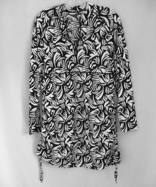 Coolibar Black White Swim Dress Coverup 50+ UPF Size M