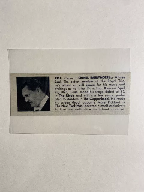 LIONEL BARRYMORE THE Copperhead 1954 Hollywood Star Panel $16.00 - PicClick