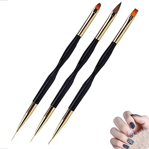 Olakin Pinceaux à Ongles3 Pièces Pinceaux pour Nail Art pour Gel UV Outils de...
