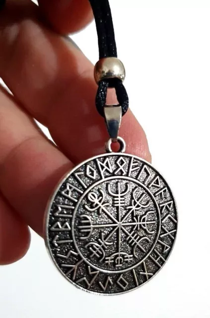 Vegvisir colgante mágico pentagrama brújula runa islandesa collar de cordón...