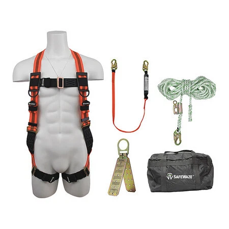 SAFEWAZE FS121-E Roofers Kit,Pass-Thru Leg,6 ft. Lanyard