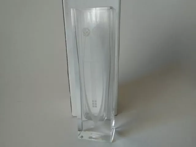 Glencairn Crystal Rennie Mackintosh Glass Vase 18cm Rose Etch Design In Box