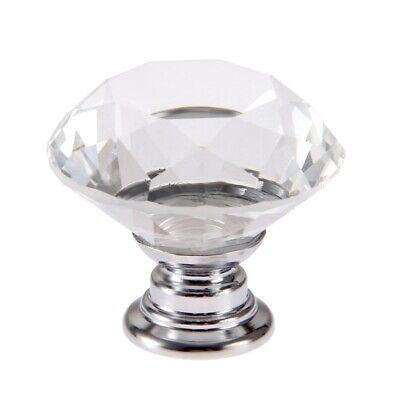 Knobs Clear Crystal Glass Diamond Shape Pull Drawer Dresser Cabinet Handle 30mm