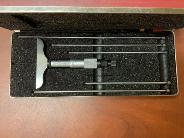 Starrett No. 445 Depth Micrometer Gage 0-6" With Case         ~24865-14