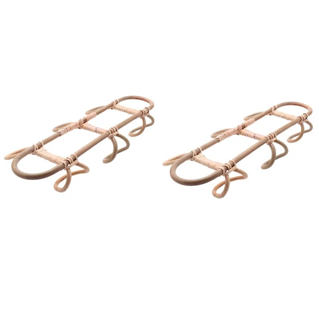 2 x parete in rattan bambini vestiti organizer rack abbigliamento cappello HänA2S6