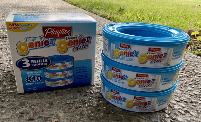 Playtex Diaper Genie II & Genie Elite II 3 Diaper Refills Hassle Free Disposal