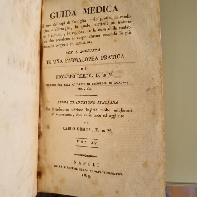 Medical Guide book from 1819 , Italian/ Latin