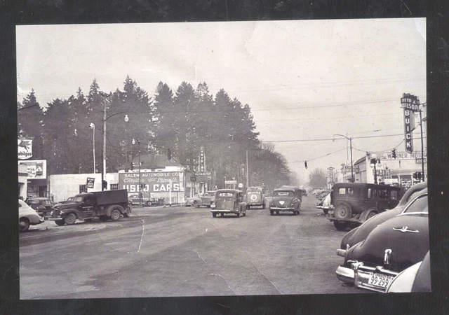 REAL PHOTO SALEM OREGON DOWNTOWN STREET SCENE 1940's CARS POSTCARD COPY